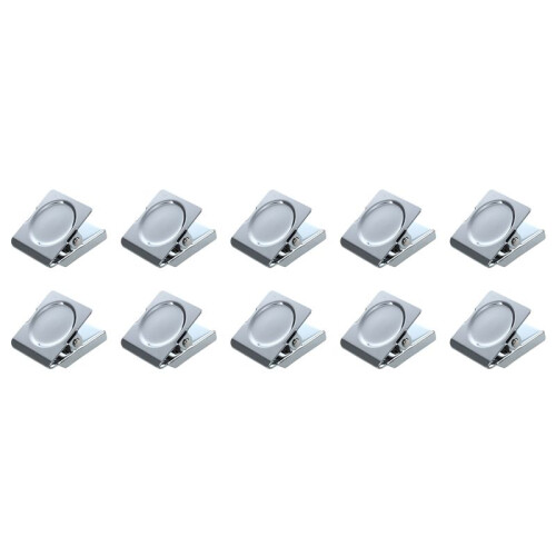 10X Silver Tone Spring Loaded Memo Ticket Magnetic Fridge Wall Clip