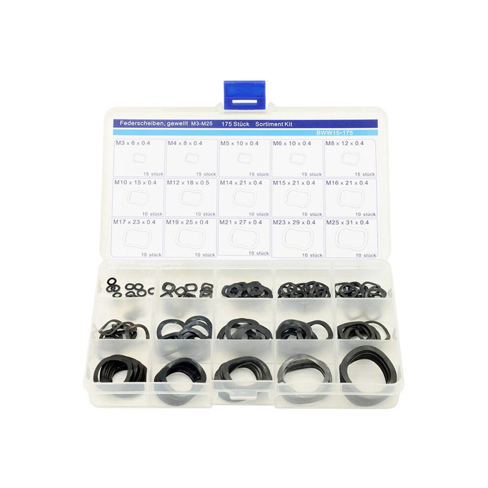 3-25Mm Wave Spring Washers Assortment Kit 65Mn Manganese Spring Gasket Elastic Washers Assortment Kit 6132795459856