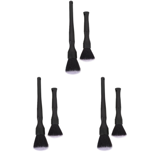 6Pcs Functional Car Interior Cleaning Brush Black Handheld Duster 2