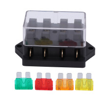 Bloco de fusíveis de fácil instalação, 12V, 4 vias, à prova d'água, com indicador LED, resistente a impactos, caixa porta-fusíveis com tampa
