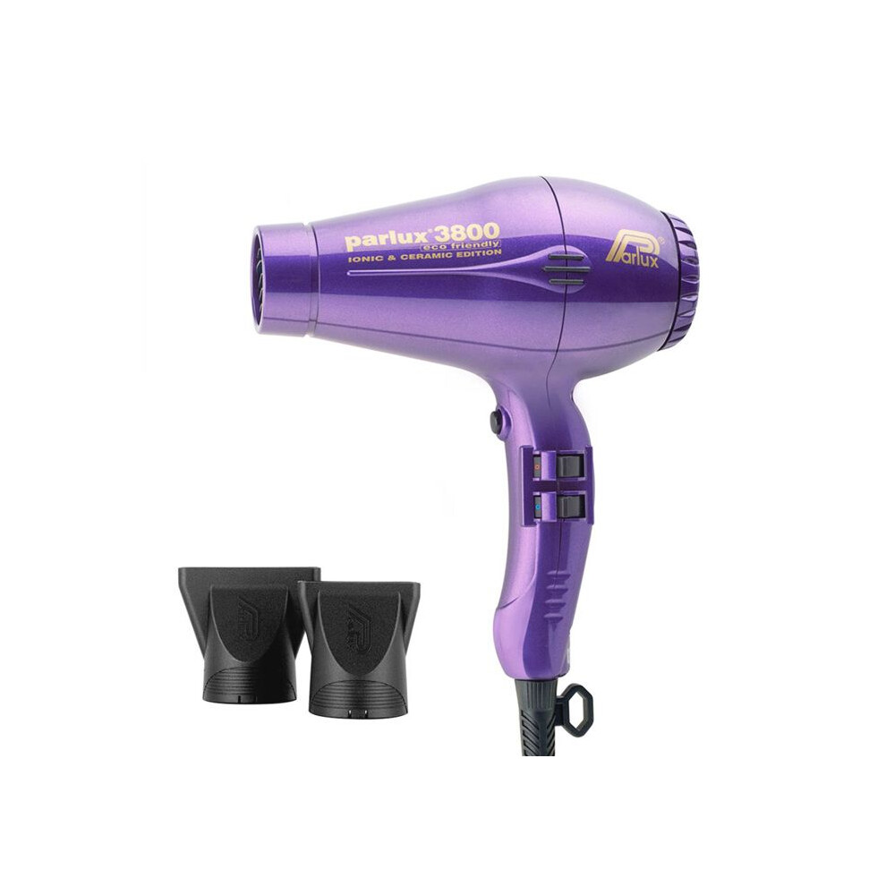 Parlux Purple Hair Dryer - 3800 Eco Friendly - Air Ionizer - Professional