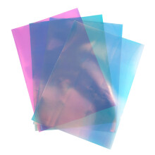 12Sheets A4 PVC Glitter Rainbow Film Transparent Colorful DIY Fabric