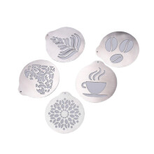 Nerezové šablony na kávu, šablony na latte art, opakovaně použitelné nástroje na cappuccino, profesionální pěnové umělecké formy na