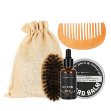 Complete baardverzorgingsset voor mannen, inclusief olie, balsem, antistatische kam en borstel. Natuurlijke baardverzorging bevordert de groei.