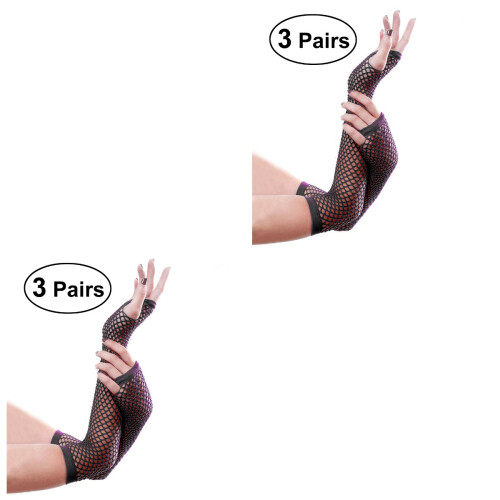 6Paare Fingerlose Damen Nylon Gothic 2