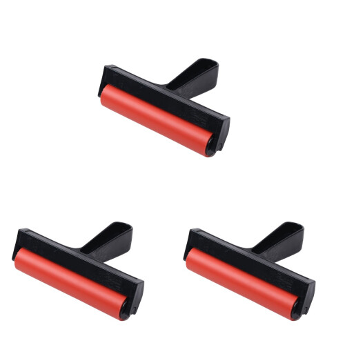 3Stk Profi Malrolle Rot Glatte Oberfläche Flexibler Farbroller 1