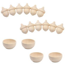 3Sets Robust Holz-Schalen & Eicheln DIY Kreativset Kinder Geschenk