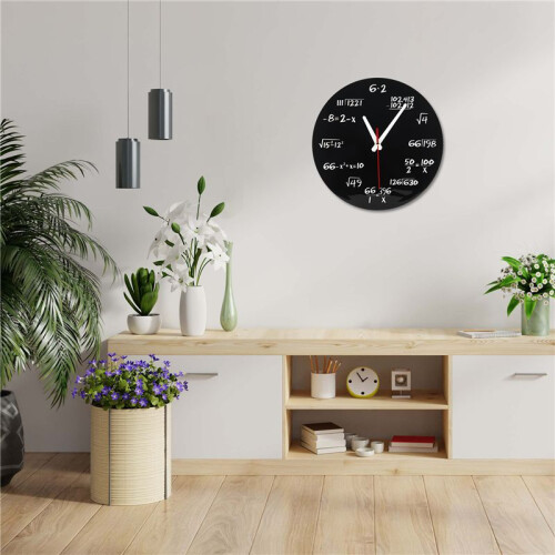 Math Wall Clock , Math Formulas Clock Quiz Clock in Black and White Unique Math Equation Clock for Home, Office 2