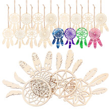 120Pièces Ornements Bois Beige Kit Attrape-Rêves Suspendus DIY Exquis