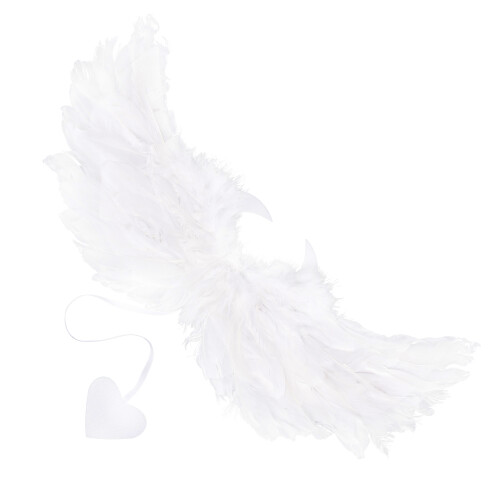 2Pièces Ailes Plume Blanches Décoration Costume Performance 1