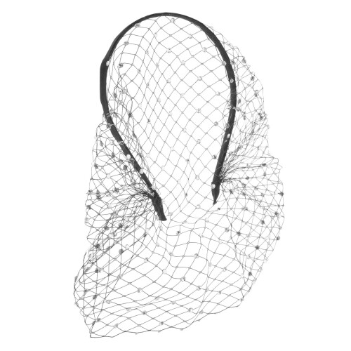 2Pièces Voile -Tête Chic Noir Strass Pour Mariage