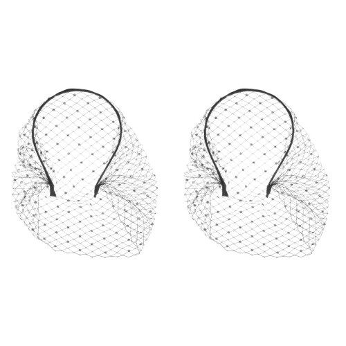 2Pièces Voile -Tête Chic Noir Strass Pour Mariage 2