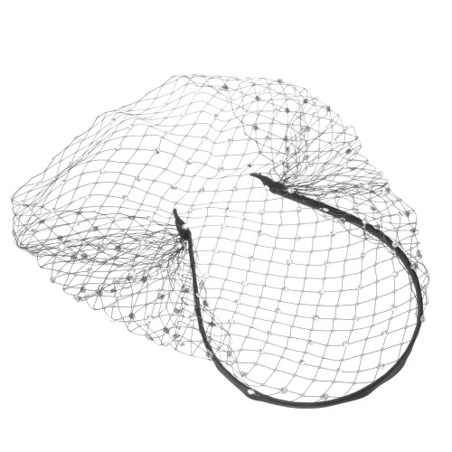 2Pièces Voile -Tête Chic Noir Strass Pour Mariage 1