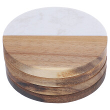 8Pcs Round Marble Wood Tumbler Pads Protective Bottle Mats for Kitchen