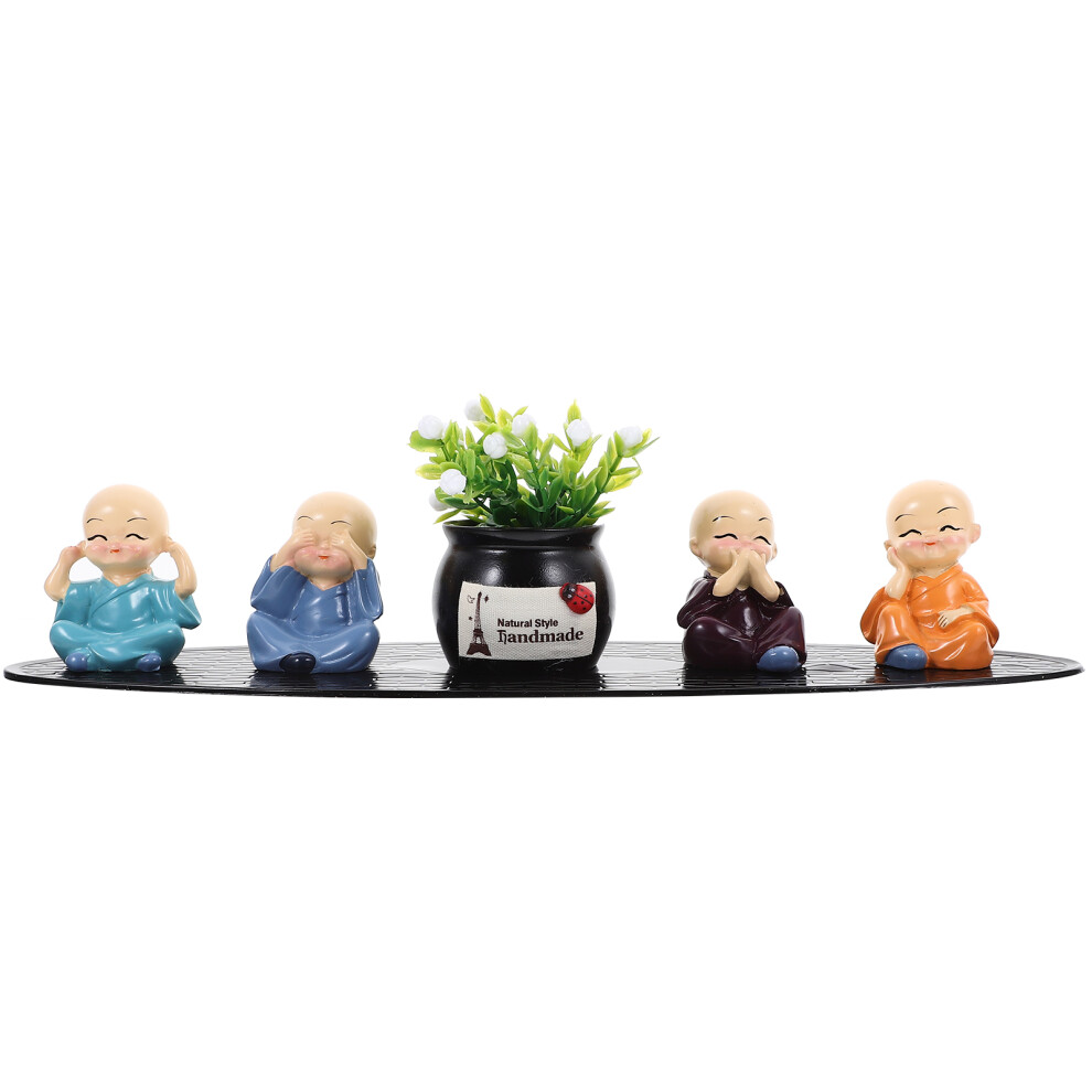 2Sets Resin Buddha Statue Mini Monk Figurines Car Dashboard Home Decor 3011827805850