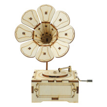 5Pcs Beige DIY Wooden Music Box Hand Cranked Decoration