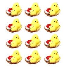 24Pcs Easter Mini Chicks Yellow Plush Craft Decor for Room and Garden