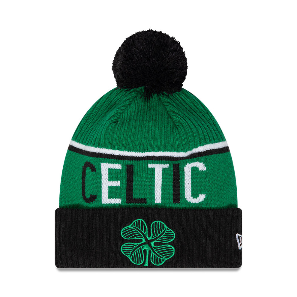 New Era Celtic Fc Sport Cuff Bobble Beanie Hat Green