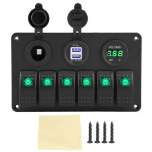 Marine-Schalttafel mit USB- und Stromanschluss, Steckdose, einstellbarer LED-Beleuchtung, universeller Spannungskompatibilität, wasserdichten