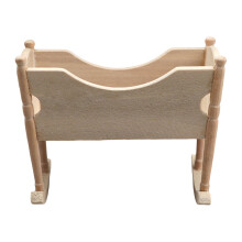 2Pcs Mini Wooden Cradle Beige Doll Sleeping Crib Mini House Decoration