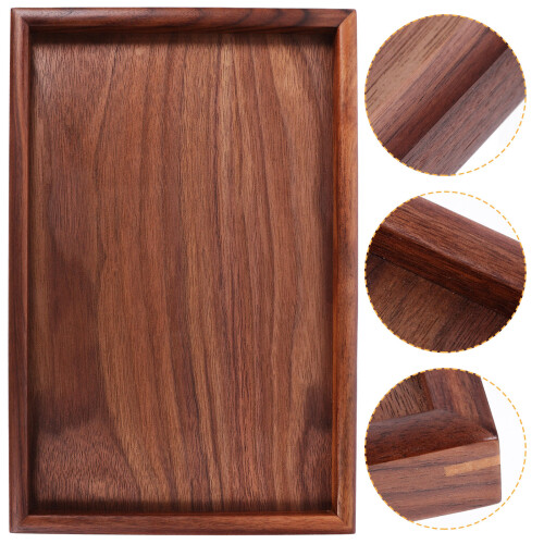 4Pcs Walnut Bathroom Counter Tray Rectangular Vanity Storage Organizer 2