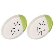 4Pcs Green Ceramic Cat Food Bowl Raised Dish for Home Use Pet Feeding