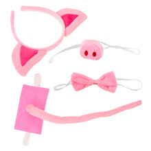 4Sets Pink Pig Costume Set Kids Animal Headband Tail Cosplay Supplies