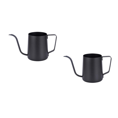 2Pcs Lightweight Stainless Coffee Kettle Black Handheld Narrow Spout 2