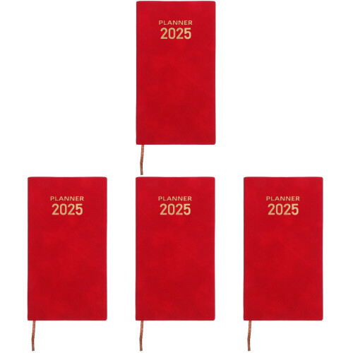 4Pcs Portable Red Planner Notepad Smooth Paper Home Office Supply 2