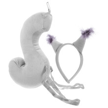 5Sets Grey Squirrel Ear Headband and Tail Set Soft Cloth Party Costume