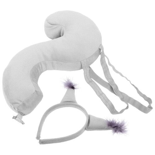5Sets Grey Squirrel Ear Headband and Tail Set Soft Cloth Party Costume 2