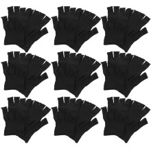 45Pairs Hard Wearing Black Nylon Half Finger Gloves for Precision Work