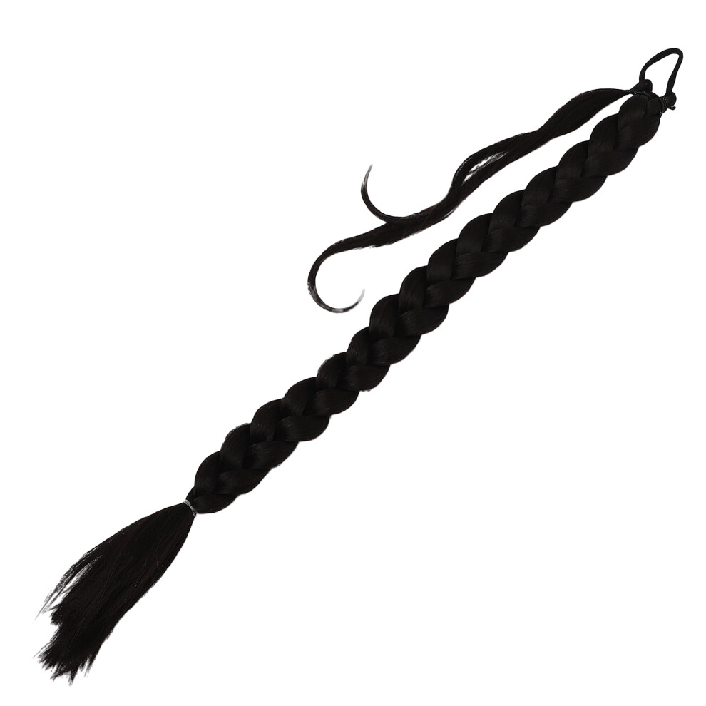 Vaguelly Unisex Brown 4Pcs Synthetic Braided Hair Piece Ponytail Extension Wig