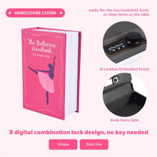 WöRterbuch Buch Safe Aufbewahrung Box, Versteckter Sicher mit 3 Digitalen Zahlen SchlöSsern, Anti-Diebstahl Sicher Geheim Fach, (Rosa)