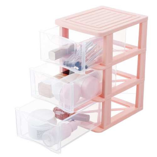 5Pcs Durable Pink Desktop Storage Drawer Cosmetic Organizer