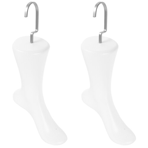 2Pcs Plastic Female Foot Sock Display Model with Hook White Durable 2
