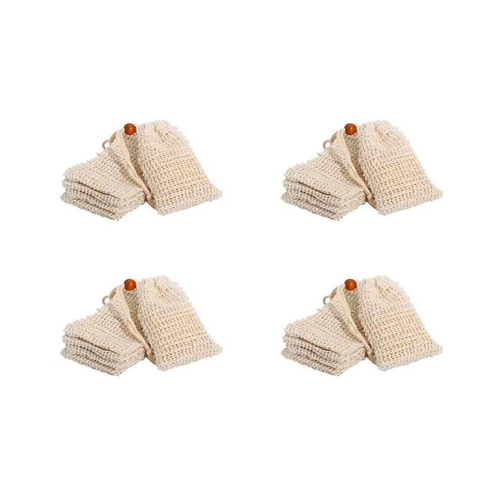 Shower Bath Sisal Soap Bag Natural Sisal Soap Bag Exfoliating Soap Saver Pouch Holder 80Pcs