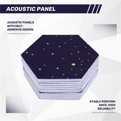 12 Pack Starry Sky Hexagon Acoustic Panels,Sound Proofing Padding,Sound Absorbing Panel for Studio Acoustic Treatment 1