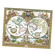 Stamped Cross Stitch Embroidery Kits DIY Needlework - Old World Map