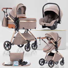 BAZARLAND30.3-in-1 Babywagen Kombinierter Autositz Kinderwagen Trio Wendig. neues Modell. KAKI