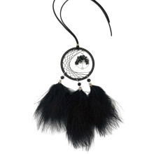 Dream Catcher Decor That Is Also A Feather Car Charm, Best Blessing For Your Loved Ones, Handmade Wall Hanging Ornament For A Peaceful Home (Black)