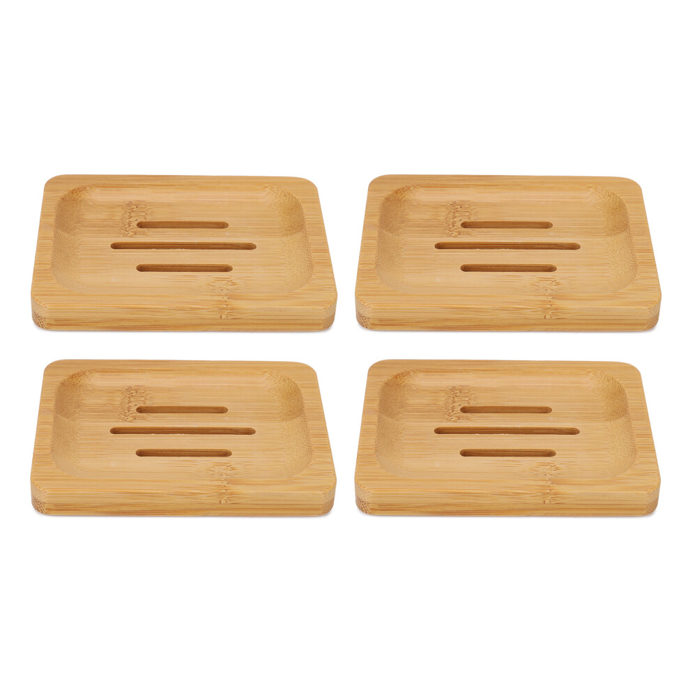 Bamboo Soap Dish Pack of 4 Eco-Friendly