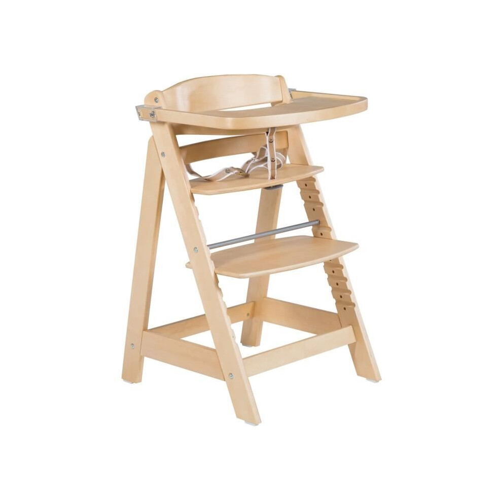 Roba Evolutive High Chair - Sit Up Click & Fun - Removable Dining Tray - Adjustable Height - Up To 70 Kg - Natural Wood