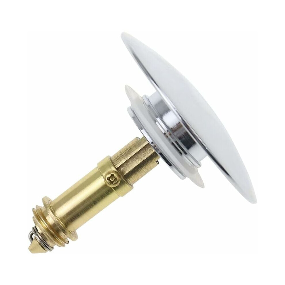 Pop-Up Basin Drain Stopper Universal Brass Spring Bolt Sink Stopper Pop Up Basin Drain Compatible With Kitchen Bathroom Sink - Chrome Brass 3564946448854