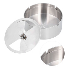 Stainless Steel Outdoor Windproof Ashtray – 12.5cm, 5cm, Rotating Cover
