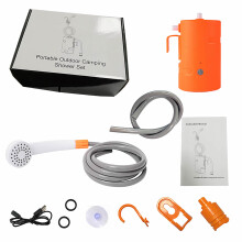 Portable Camping Shower Head With Lighting Rechargeable Electric Outdoor ABS Durable Compact Car Shower Sprayer For Hiking Bathing