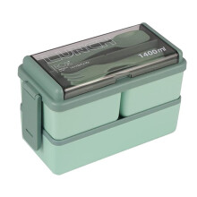 Bento Box Kit, 47.35OZ Bento Box Lunchbox voor Volwassenen, 3 Compartimenten Bento Lunchbox, Maaltijdvoorbereidingscontainers voor Volwassenen Groen