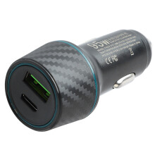 Încărcător auto cu două porturi, încărcare rapidă, 95W PD USB C și QC3.0, compatibilitate universală, cablu USB C la USB C inclus,