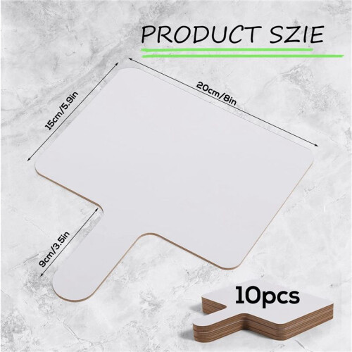 10Pçs 9.6X8Polegadas Dry Erase Answers Paddle, Handhold Wooden Board Branco Double Side Dry Erase Answer Board 2