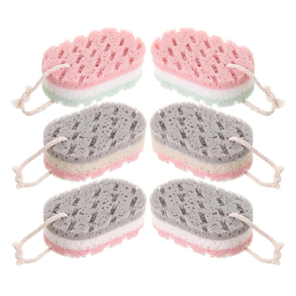 6pcs Bath Sponge for Adults Exfoliating Body Scrubber Deep Cleansing Shower Sponges for Dry and Oily Skin Random Colors